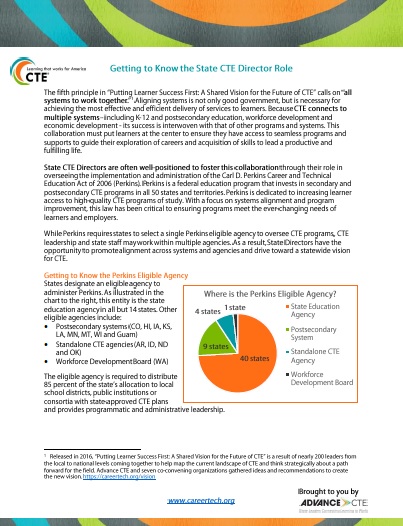 New Fact Sheet Highlights The Roles And Responsibilities Of A State CTE ...